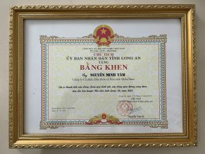 Bằng khen do UBND tỉnh Long An trao tặng